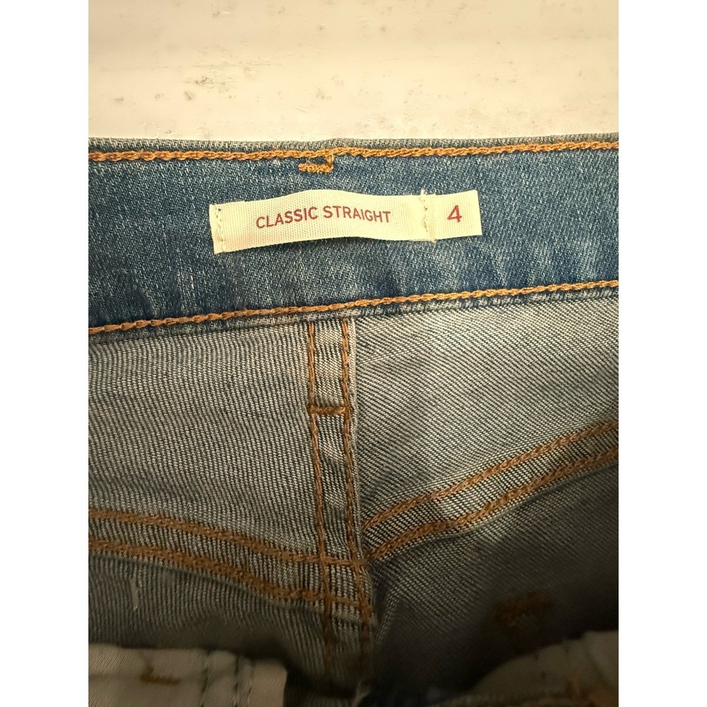 NWT Levi's Classic Straight Jeans Stellar Stretch New Ripped Distressed Size 4M - Picture 8 of 13